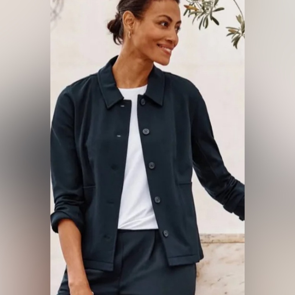 🔥J.Jill LuxeCasual - Pima Cotton Wearever Collection Navy Jacket NWT